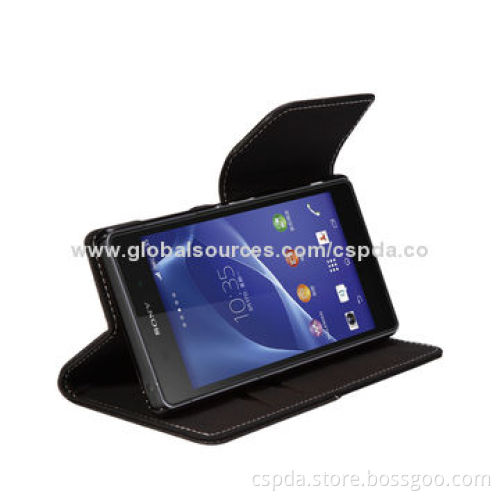 2014 PU Leather Mobile Phone Cases for Sony Xperia Z2 with Wallet Design and Nice Clasp